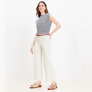 Patch pocket cropped wide leg pant
